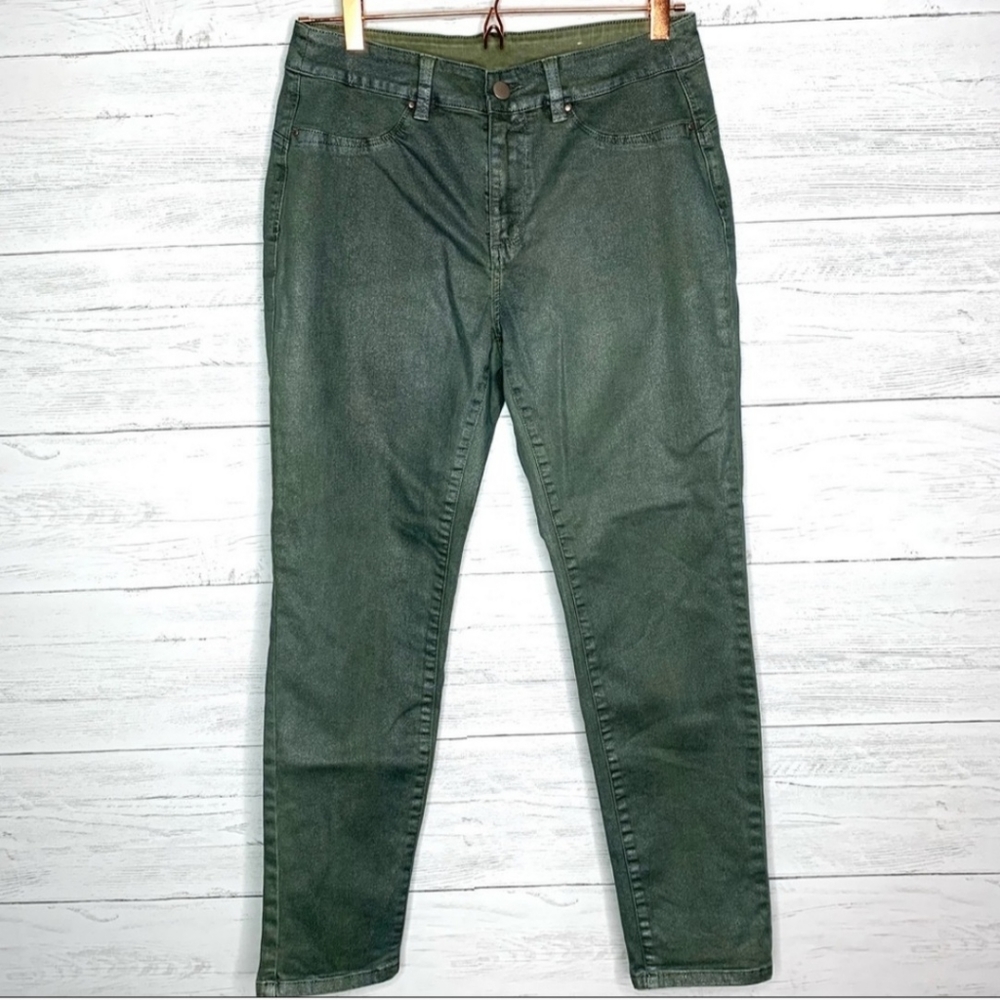 Soft Surroundings Green Sparkly Metallic Jeans 6